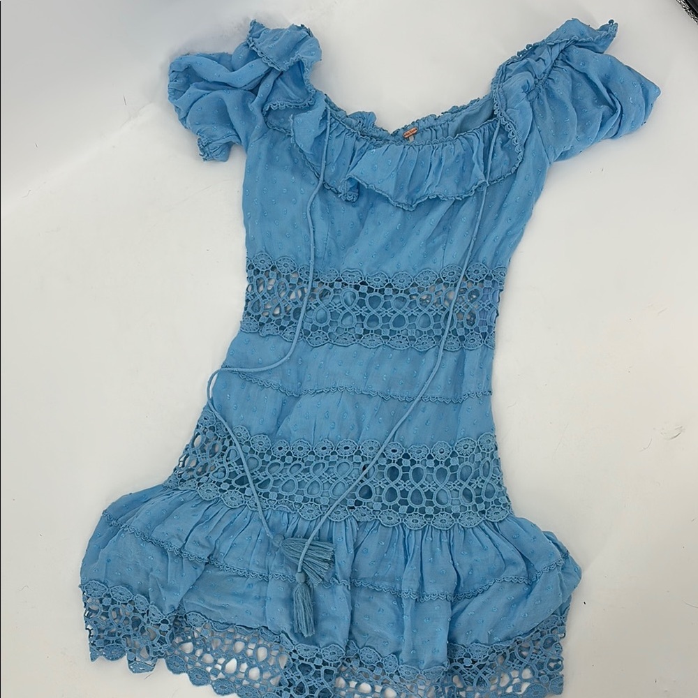 Free People Blue Ruffle Dress size 8
